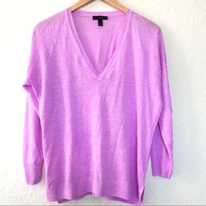 J Crew Top Sweater V Neck Linen 3/4 Sleeve Size S